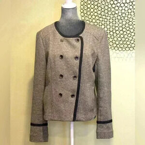 Loft - Double-breasted Pea Coat jacket top Gray - Size Large